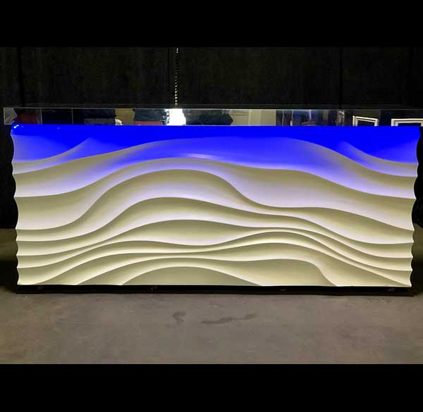 8' Wave Bar with Silver Top and LED Lighting Image